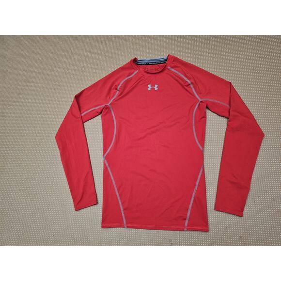Under Armour HeatGear Compression Red Long Sleeve Athletic Shirt Mens Medium - Picture 6 of 6